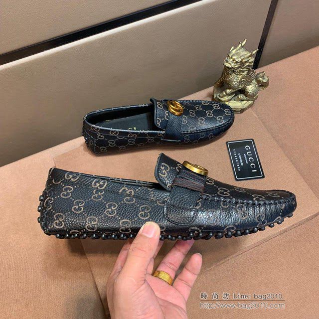 GUCCI男鞋 新款豆豆鞋 香港原單頂級 古馳高端精品 男士休豆豆鞋 Gucci懶人套腳樂福款駕車鞋  hdnx1037